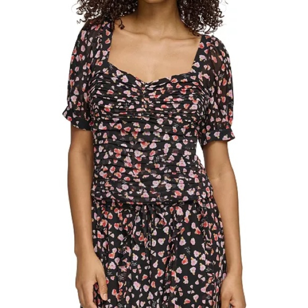 Karl Lagerfeld Paris Cut Out Floral Blouse